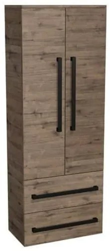 Kúpeľňová skrinka vysoká s čiernou úchytkou SAT Cube Way 60x163x33 cm dub Wellington mat CUBE3CV60DW, 1 ks
