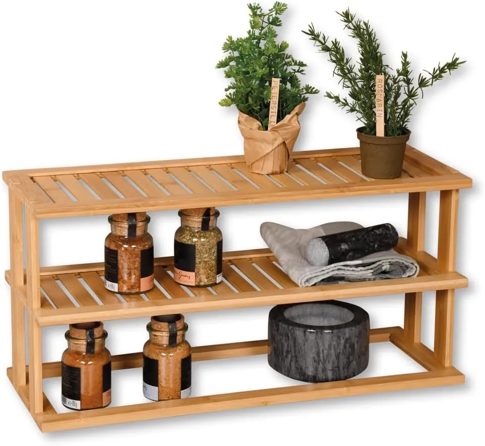 Kesper Prídavná polička do kuchyne, botník, bambusová XXL - 55x20x27