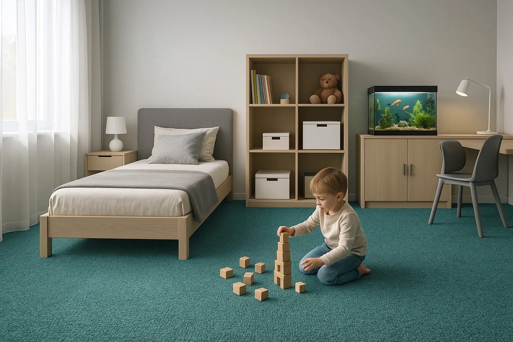 Metrážny koberec Debut 42, na mieru, šíře 4m, zelená, filc, detská izba, Betap