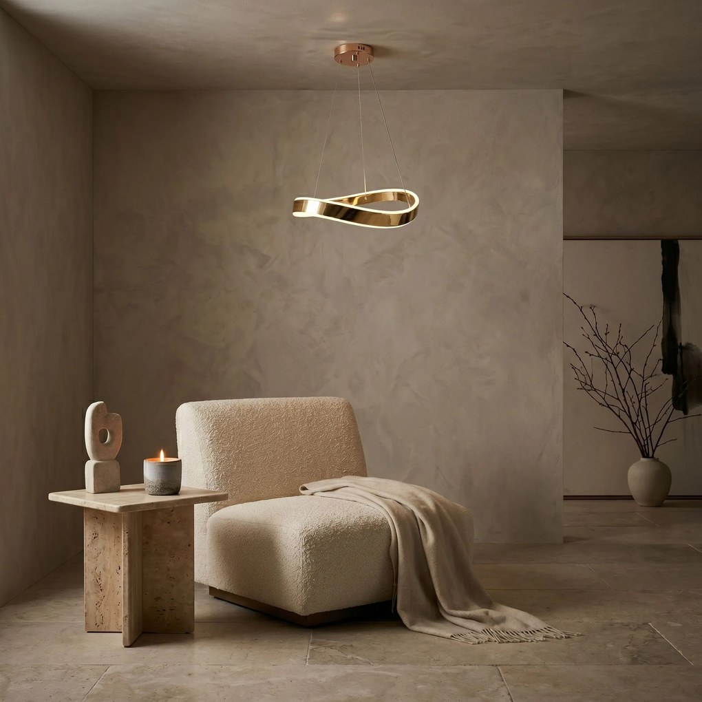 Toolight Toolight, LED závesné svietidlo, 40cm, 35W, 4000K, 3000lm, SWE064-CP, zlatá lesklá, OSW-20164