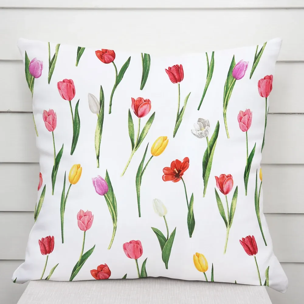 Biante Bavlnená obliečka na vankúš Sandra SA-506 Tulipány na bielom 30 x 50 cm