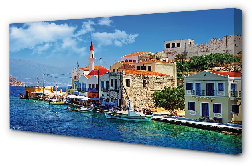 Obraz na plátne Grécko morská pobrežie hory 125x50 cm