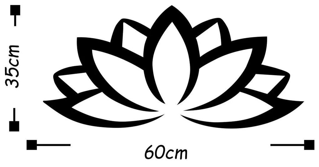 Nástěnná kovová dekorace LOTUS FLOWER II černá