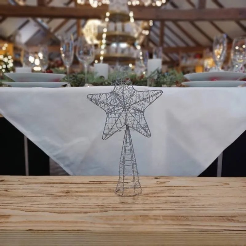 DECOLED Hvězda na špici stromu, stříbrná, 18 x 30 cm