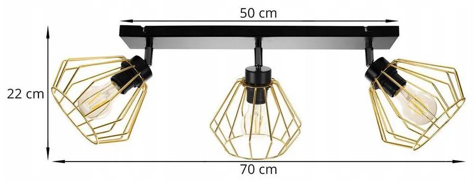 Bodové svietidlo Nuvola 1, 3x zlaté drôtené tienidlo, (výber z 2 farieb konštrukcie - možnosť polohovania)