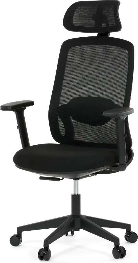 Kancelárska ergonomická stolička NOKA — sieť / látka, čierna