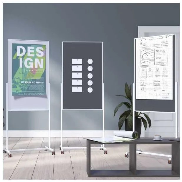 Mobilná multifunkčná tabuľa Magnetoplan Design 3v1, biela