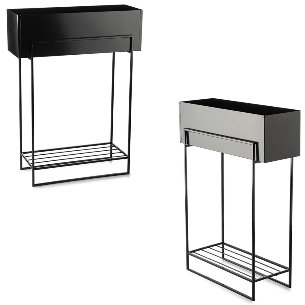 KOVOVÝ KVETINÁČ SO STOJANOM RECT 82X23X60 CM ČIERNA