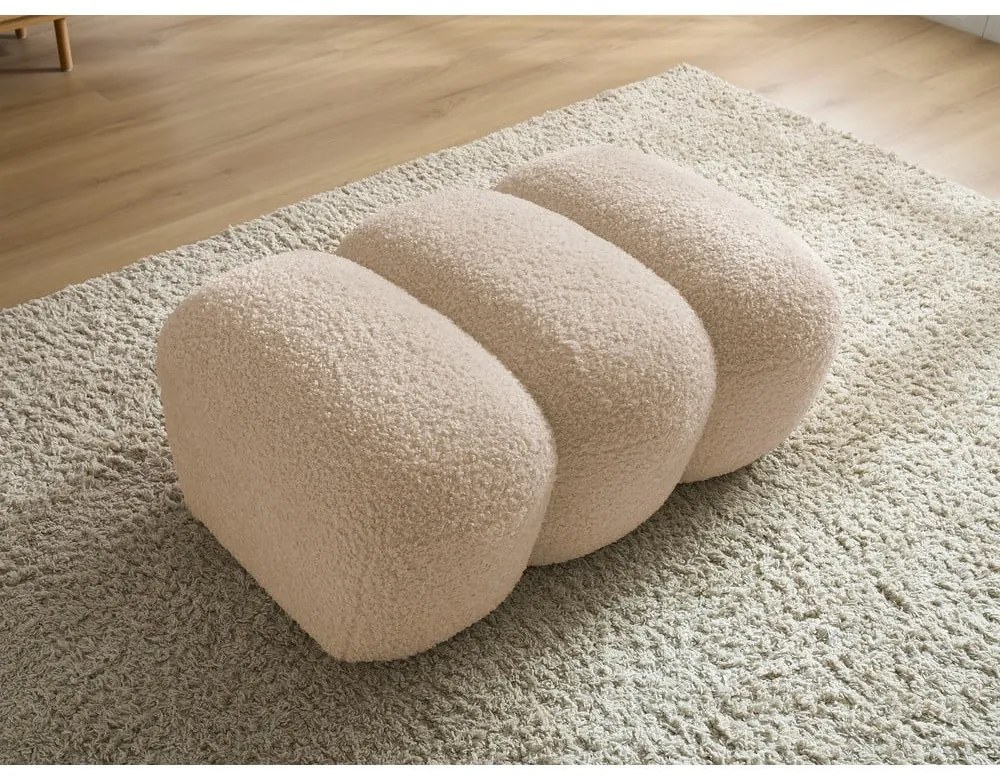 Béžová podnožka z textílie buklé Hippolyte – Bobochic Paris