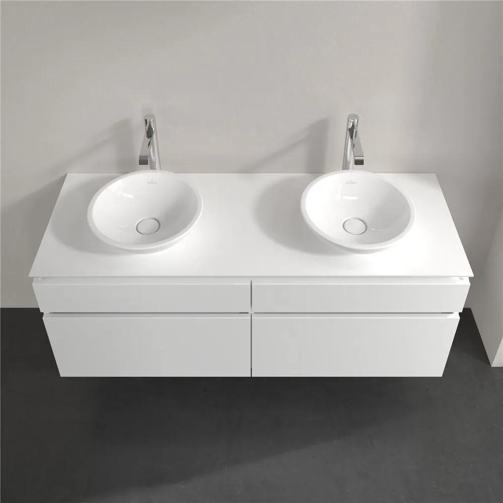 VILLEROY &amp; BOCH Legato závesná skrinka pod dve umývadlá na dosku, 4 zásuvky, 1400 x 500 x 550 mm, Glossy White, B59200DH