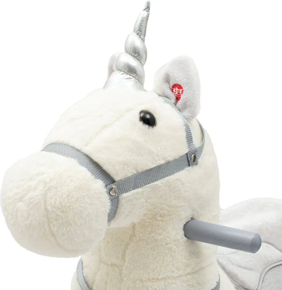 Baby Mix Hojdacia hračka s melódiou a kolieskami Unicorn biela, 64 x 35 x 60 cm