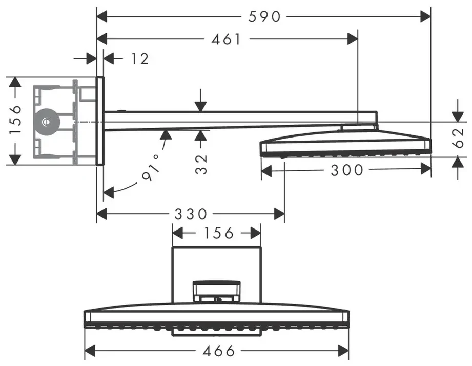 Hansgrohe Rainmaker Select, hlavová sprcha 460 2jet EcoSmart so sprchovým ramenom, biela/chrómová, HAN-24015400
