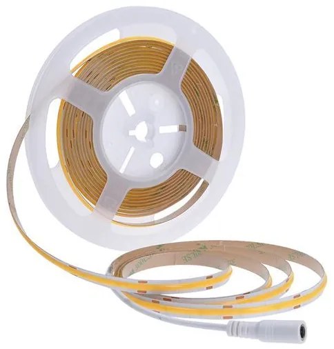 SOLIGHT COB LED pásik, sada s adaptérom, vypínač, 5m, 8W/m, 800lm/m, teplá biela