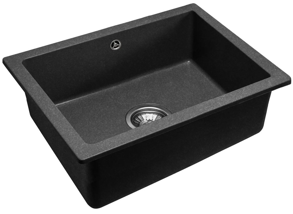Rea Nels, 1-komorový granitový drez 560x465x200 mm, čierna škvrnitá, ZLE-00114