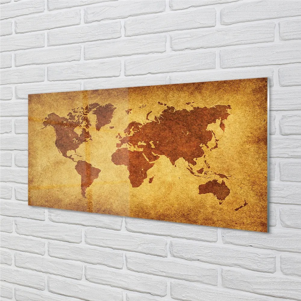 Nástenný panel  Starý hnedý mapa 125x50 cm