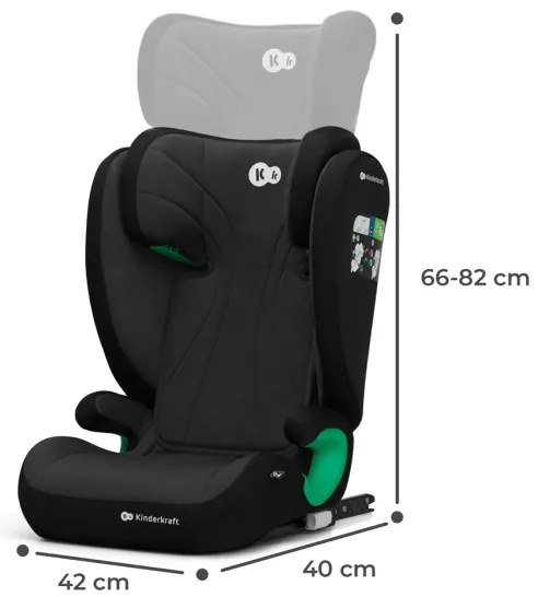KINDERKRAFT - Autosedačka JUNIOR FIX 2 (100-150 cm) Graphite black