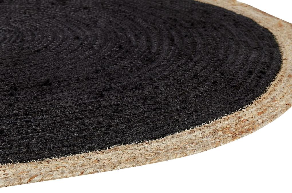 Okrúhly jutový koberec ⌀ 120 cm čierny MENEMEN Beliani
