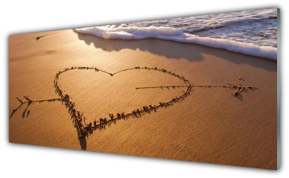 Obraz na akrylátovom skle Pláž srdce more umenie 125x50 cm
