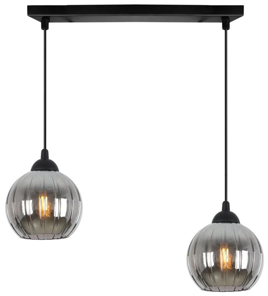 Závesné svietidlo Costa, 2x grafitové sklenené tienidlo, b