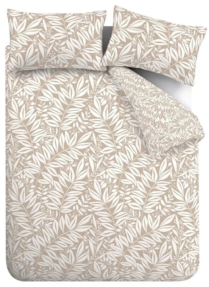 Svetlohnedé predĺžené obliečky na dvojlôžko 230x220 cm Sorrel Leaves – Catherine Lansfield