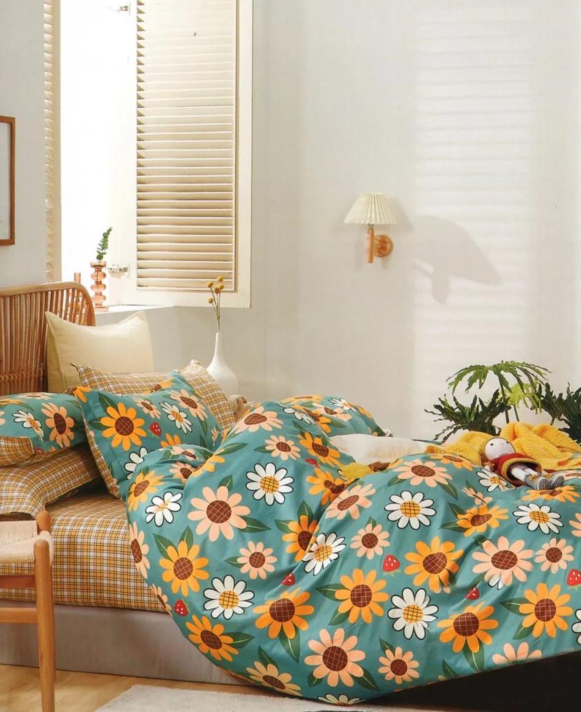 DomTextilu Originálne modré retro bavlnené posteľné obliečky s kvetmi 3 časti: 1ks 200x220 + 2ks 70 cmx80 Modrá 70 x 80 cm 36929-176508