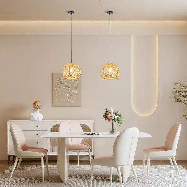 Immax 08258L - Luster na lanku PELO 1xE27/40W/230V pr. 30 cm ratan