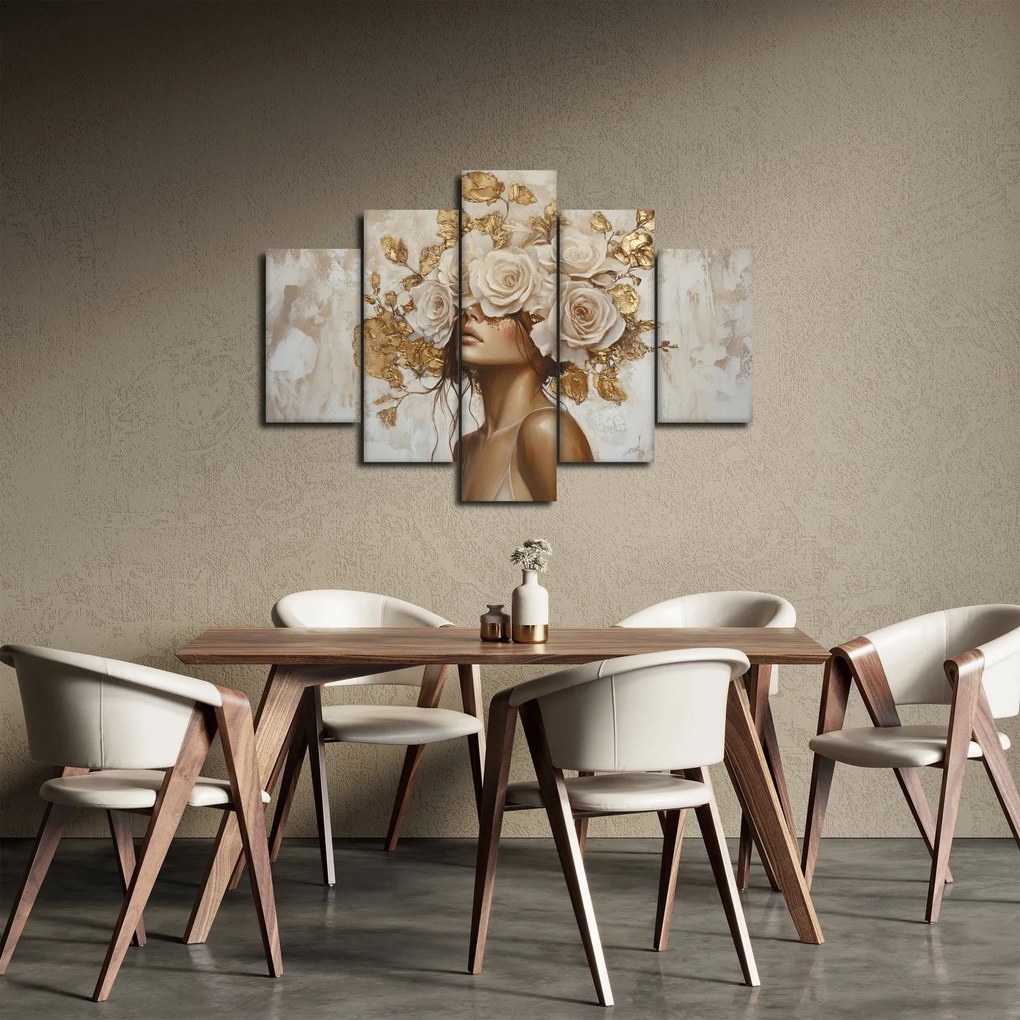 Obraz - Dievča s ružami (150x105 cm)