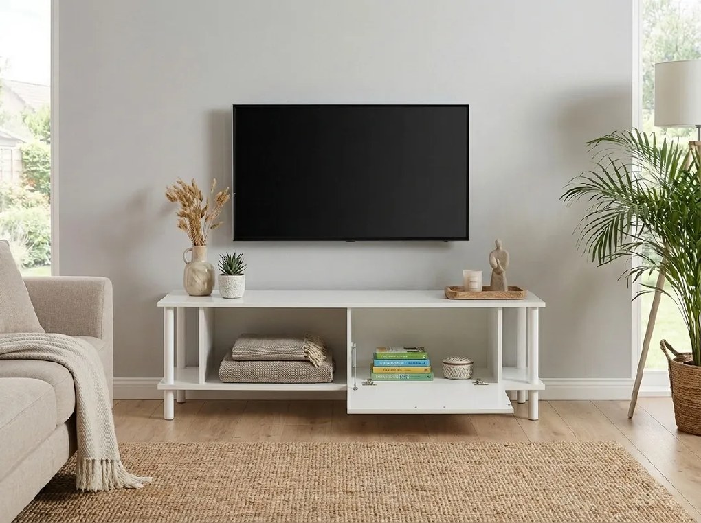 AKCIA TV stolík PARIS 150 cm, biela II. akosť