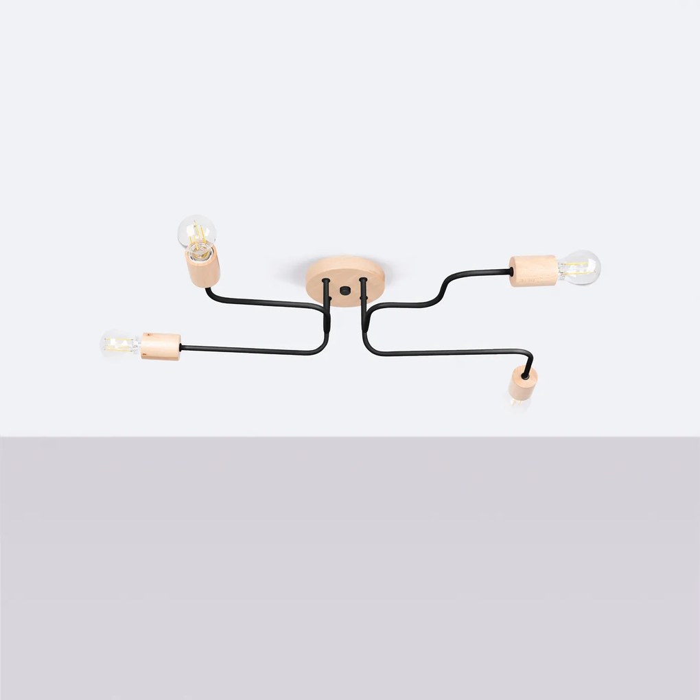 Stropné svietidlo Timbo 4, drevené telo svietidla, b