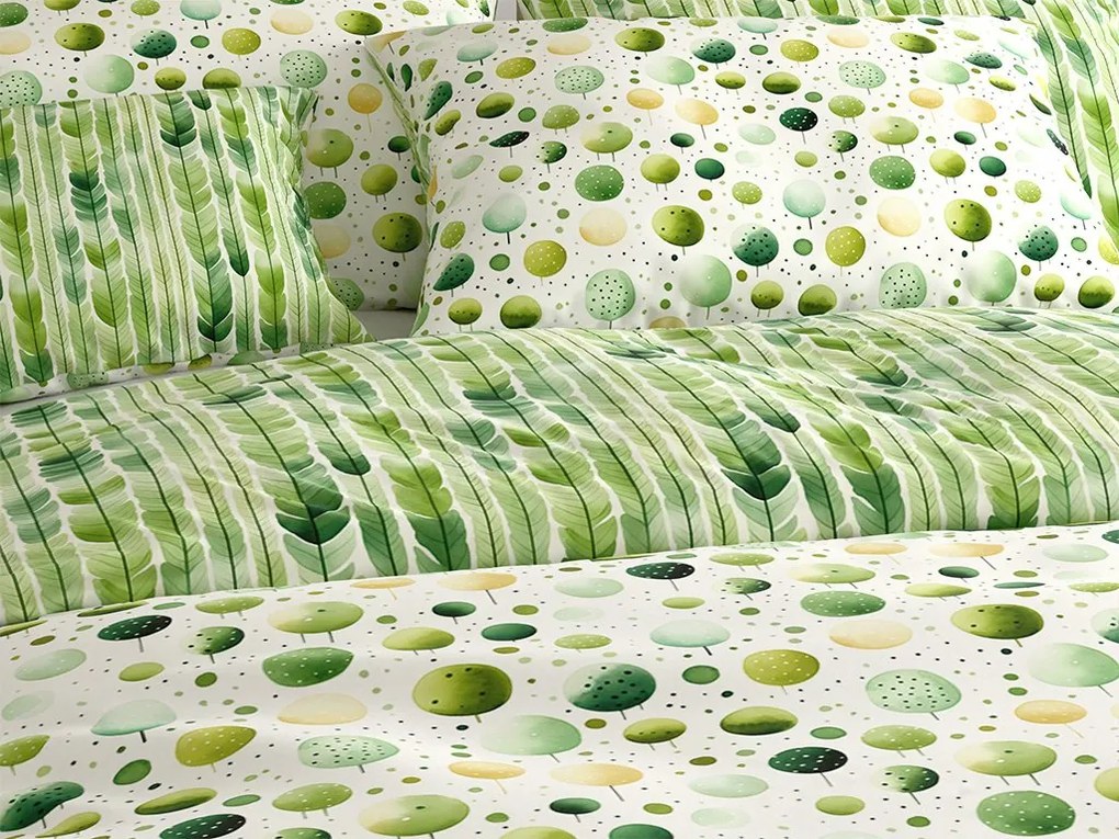 Krepové obliečky GREEN TREES POLY zelené Rozmer obliečky: 70 x 90 cm | 140 x 200 cm