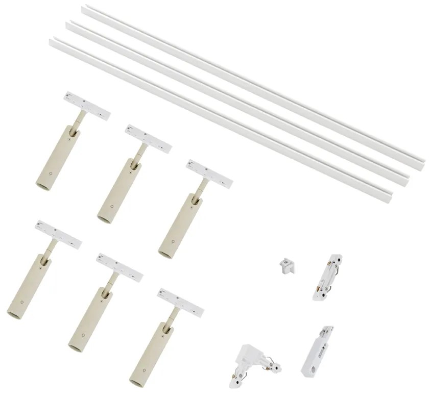 Moderný koľajnicový systém s 6 reflektormi béžovo-biely 1-fázový - Slimline Uzzy