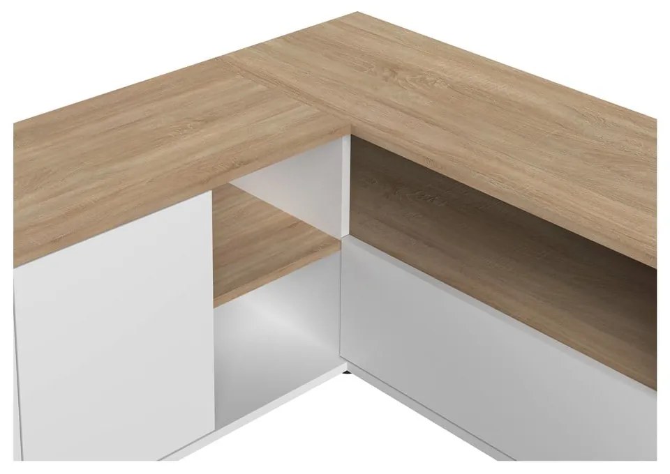 TV stolík v dekore duba v bielo-prírodnej farbe 90x45 cm Angle – TemaHome