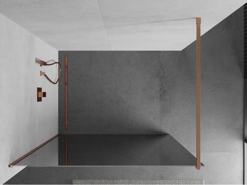 Mexen Kioto, sprchová zástena Walk-In 80 x 200 cm, 8mm sklo vzor zrkadlo, medený matný profil, 800-080-101-65-50