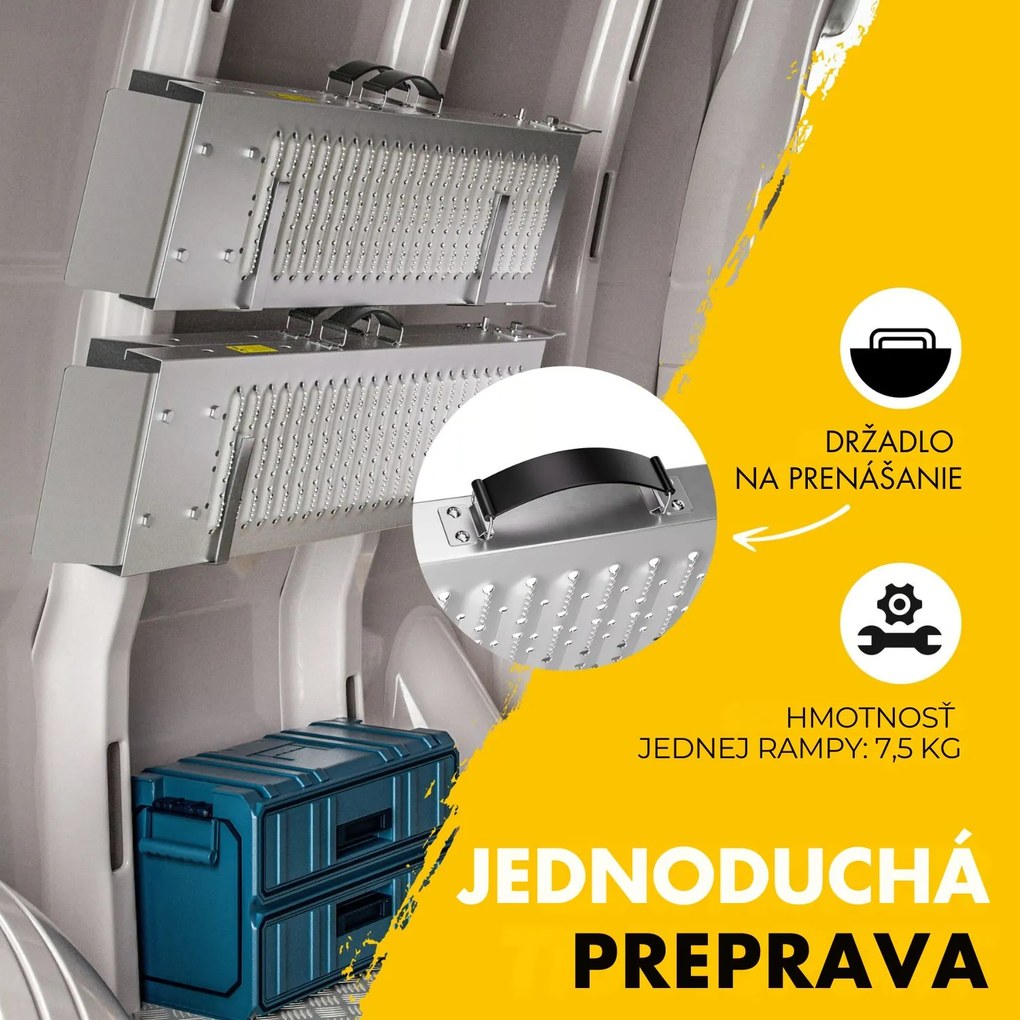 Nájazdové rampy na auto DRIVE, sklápateľné, sada 2ks, max 400 kg, 160cm, strieborná Jurhan