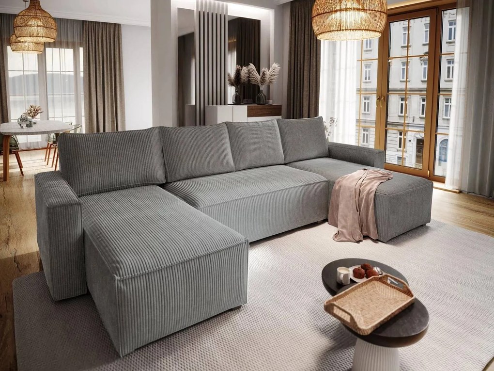 AKCIA Sivá sedacia súprava do U SMART COSARO 295x140 cm II. akosť