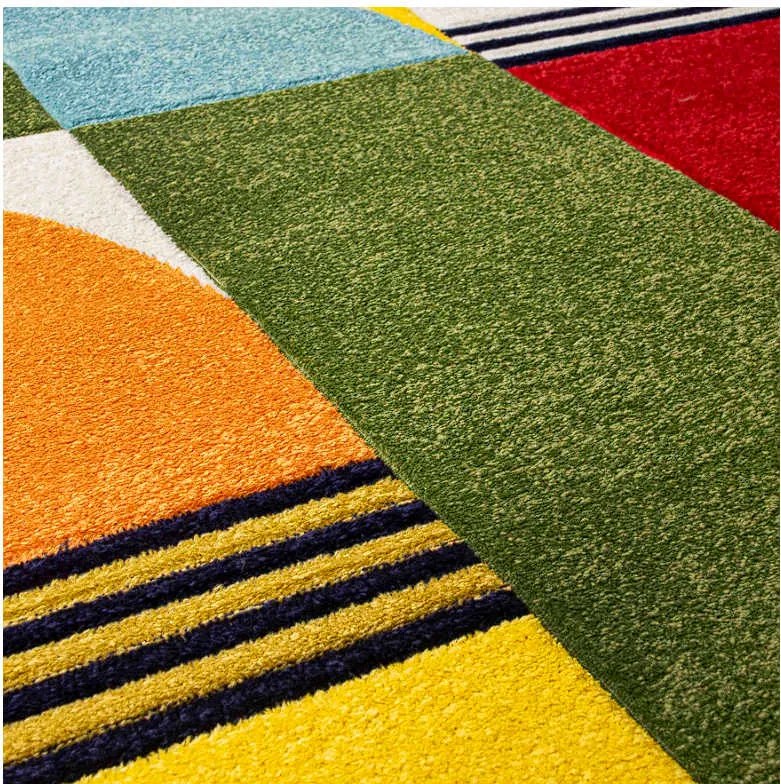TA Viacfarebný geometrický abstraktný Koberec A094A GREEN/L.BLUE ATLANTA FMM Rozmer: 80x150 cm