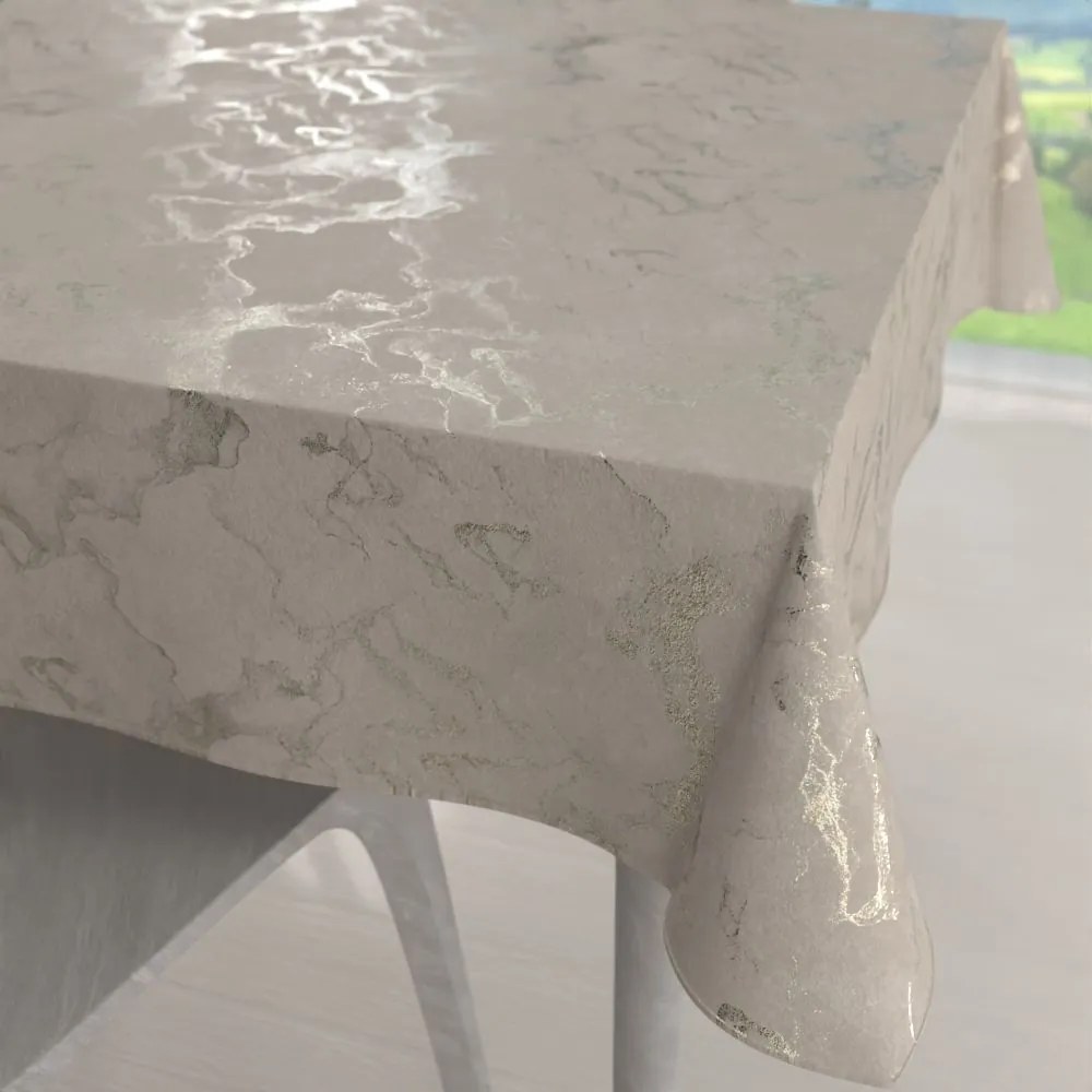 Biante Veľký zamatový štvorcový obrus Isabela IBL-018 Zlatý/dymový mramor na púdrovo béžovom 150x150 cm