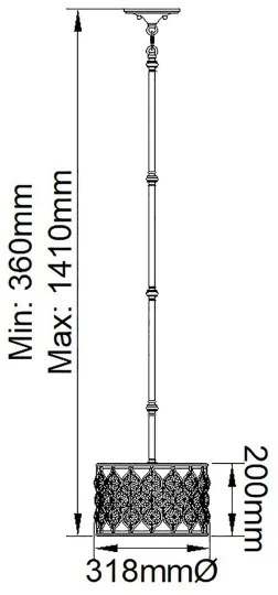 Feiss FE-LUCIA-P-C - Luster na tyči LUCIA 1xE27/60W/230V