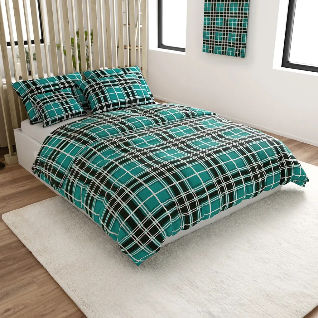 Flanelové obliečky KOSTKA zelené Rozmer obliečky: 70 x 90 cm | 140 x 200 cm