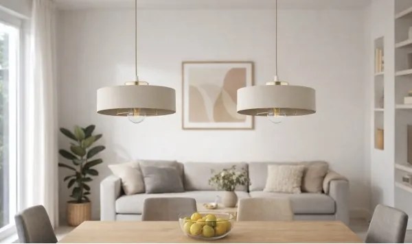 Brilagi - Závesný luster na lanku SPRING 1xE27/60W/230V pr. 30 cm béžová/zlatá