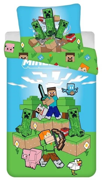 JERRY FABRICS Obliečky Minecraft Outdoor Mobs Bavlna, 140/200, 70/90 cm