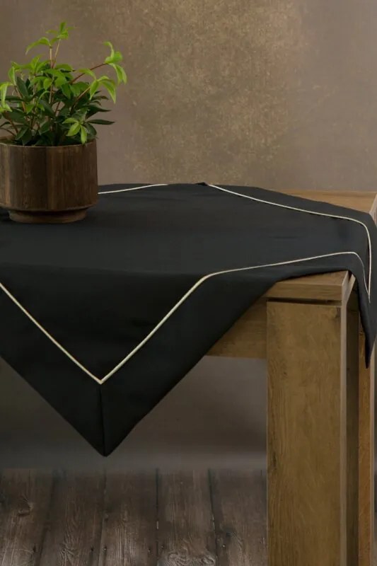 Dekorstudio Elegantný čierny obrus DORITA so striebornou lemovkou 85 x 85 cm