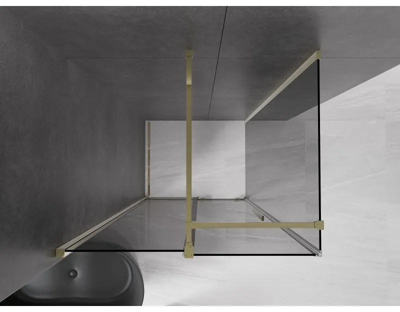 Mexen Velar, sprchový kút s posuvnými dverami 100 x 90 cm, 8mm šedé sklo, zlatá lesklá, 871-100-090-41-50