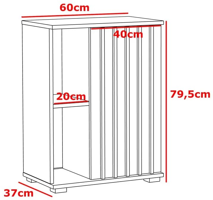 Nočný stolík do spálne 60 cm s lamelovými dvierkami