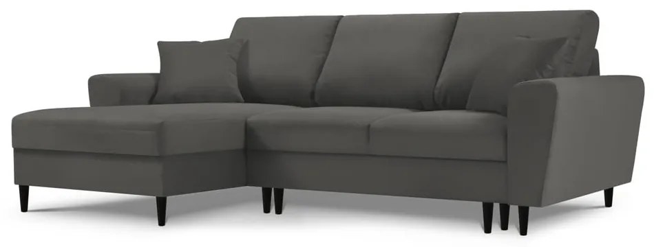 Tmavosivá menčestrová rozkladacia/s úložným priestorom rohová pohovka (ľavý roh/s leňoškou) Kyoto – Cosmopolitan Design