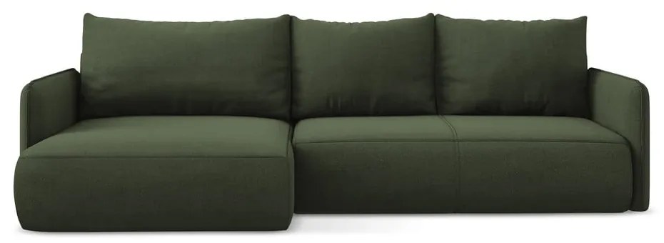 Zelená rozkladacia/s úložným priestorom rohová pohovka (ľavý roh) Nanea – Makamii