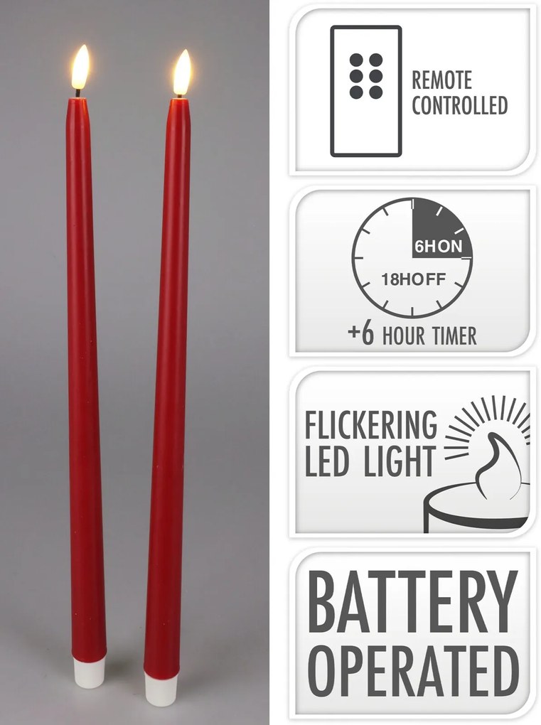 Sada 2 ks LED svíček GLOW červená