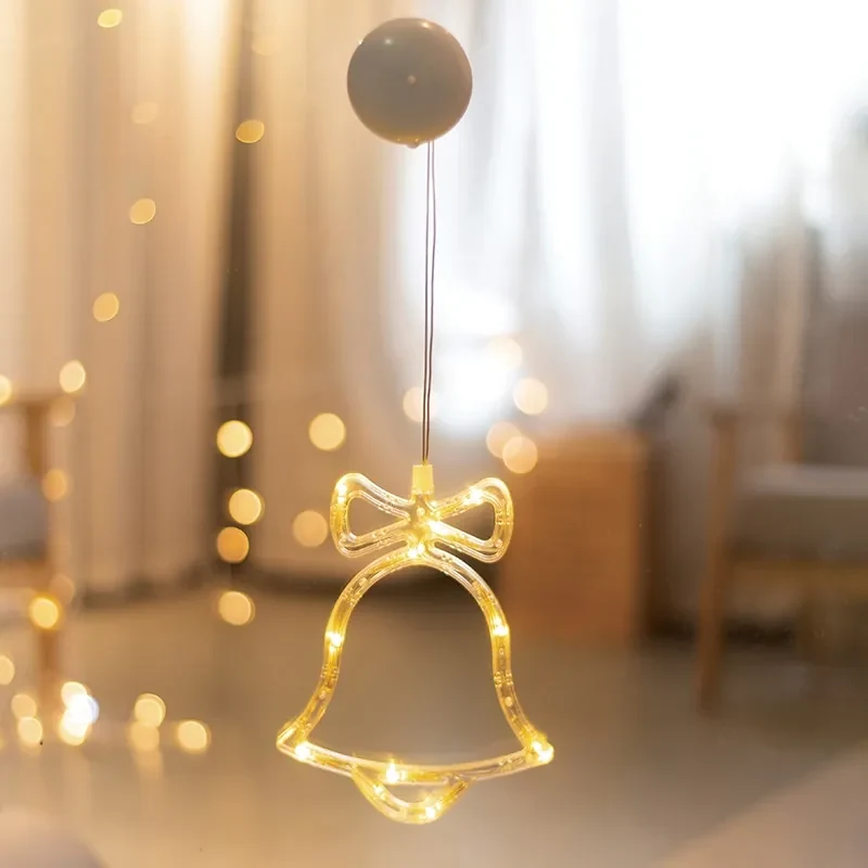 ACA Lighting LED vianočné zvonček do okna, teplá biela farba, IP20, 3xAAA, prísavka