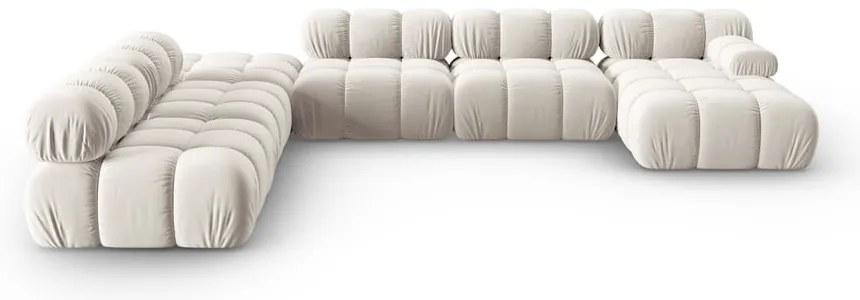 Béžová zamatová modulárna rohová pohovka (ľavý roh/do tvaru "U") Bellis – Micadoni