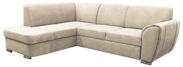 Rozkladacia rohová sedacia súprava do tvaru L s úložným priestorom SERPA, ľavá, béžová